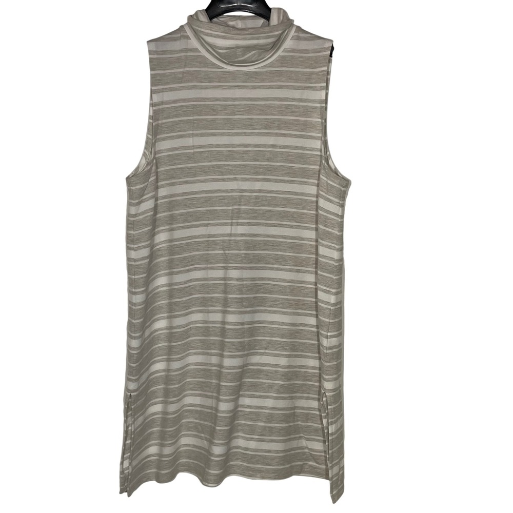 Garnet Hill Cowl Neck Striped Tunic Top Sz MED Long Side Slits Layering